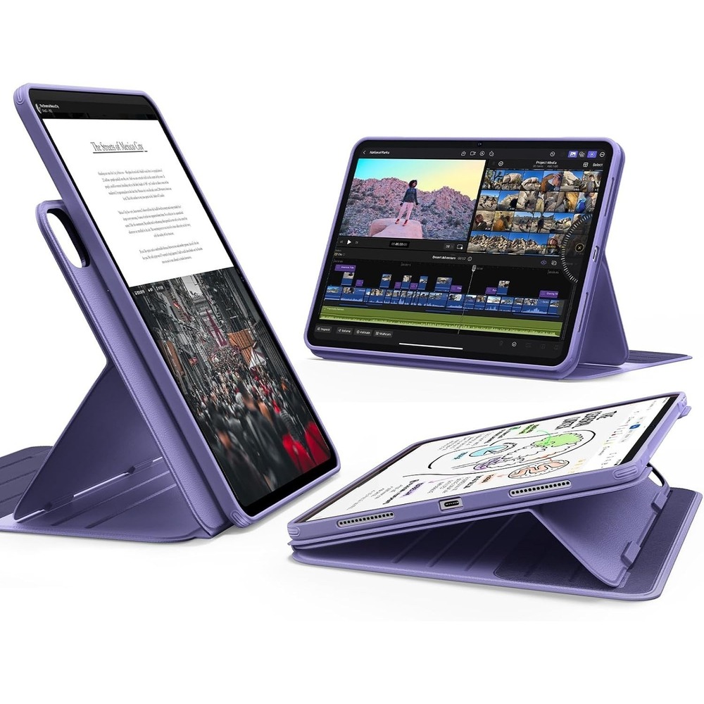 ESR Shift‎ iPad Pro 11 Inch Case M4 M5 2025 2024 Rotating Magnetic Purple Stand
